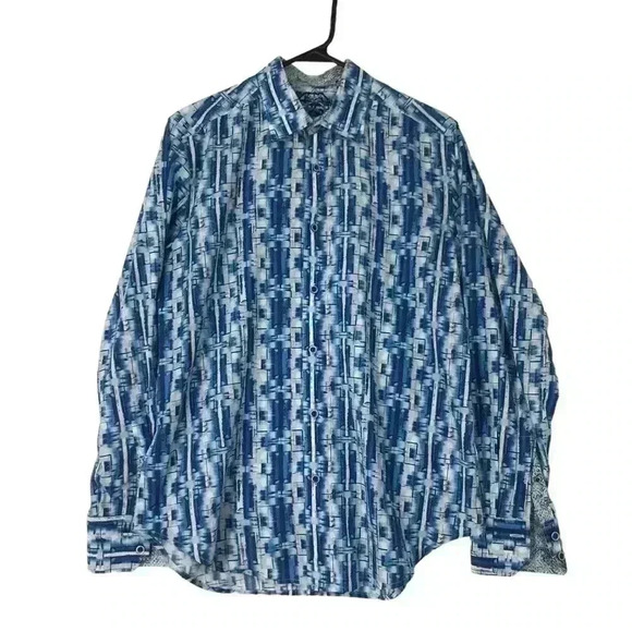 ROBERT GRAHAM ELLICOTT BLUE 90s SITCOM VIBES BUTTON DOWN 100% COTTON MENS SMALL - Picture 1 of 12